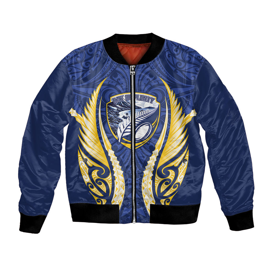 Bay of Plenty 2026 Rugby Custom Bomber Jacket NZ Maori Silver Fern LT14 Unisex Blue - Polynesian Pride