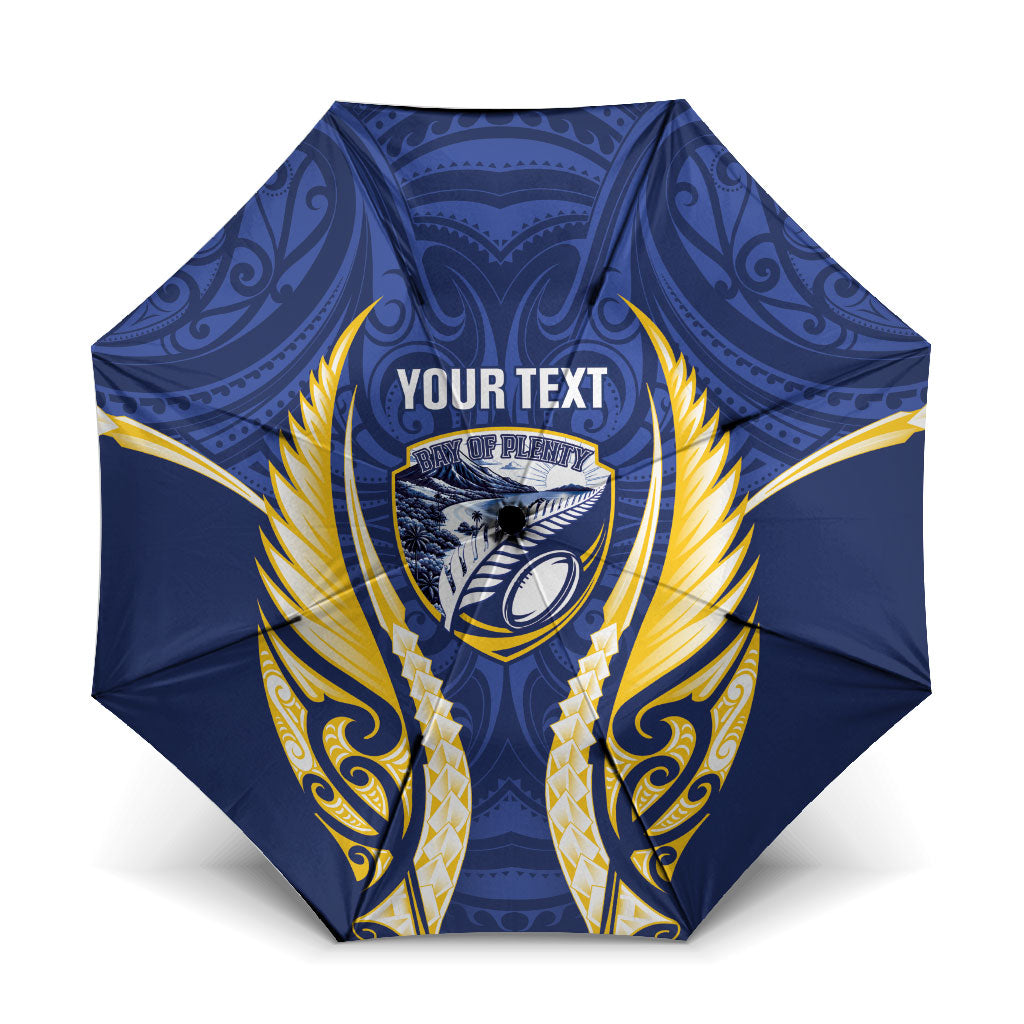 Bay of Plenty 2026 Rugby Custom Umbrella NZ Maori Silver Fern LT14 One Size Folded 11.42 inch Opened Diameter 37.4 inch Blue - Polynesian Pride