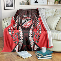 Canterbury 2026 Rugby Custom Blanket NZ Maori Silver Fern LT14 Red - Polynesian Pride