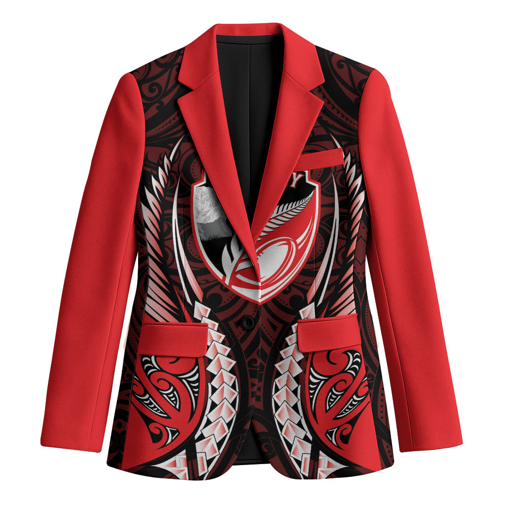 Canterbury 2026 Rugby Custom Blazer NZ Maori Silver Fern LT14 Unisex Red - Polynesian Pride