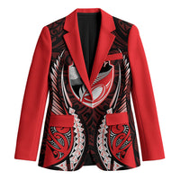 Canterbury 2026 Rugby Custom Blazer NZ Maori Silver Fern LT14 Unisex Red - Polynesian Pride