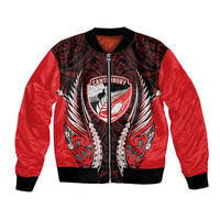 Canterbury 2026 Rugby Custom Bomber Jacket NZ Maori Silver Fern LT14 Unisex Red - Polynesian Pride