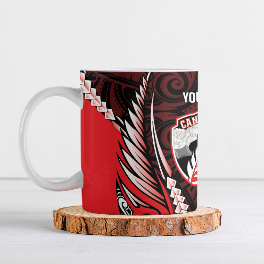 Canterbury 2026 Rugby Custom Ceramic Mug NZ Maori Silver Fern LT14 Red - Polynesian Pride