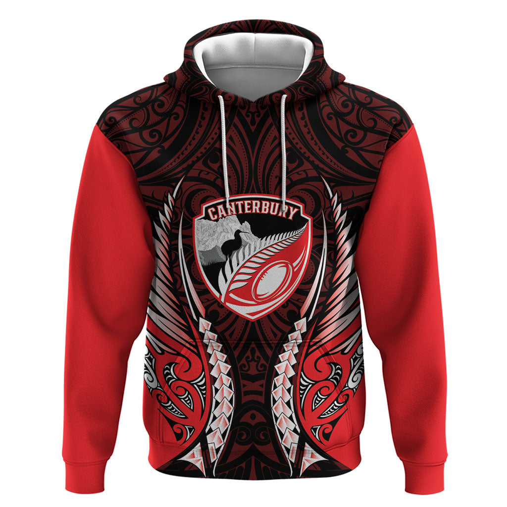 Canterbury 2026 Rugby Custom Hoodie NZ Maori Silver Fern LT14 Pullover Hoodie Red - Polynesian Pride