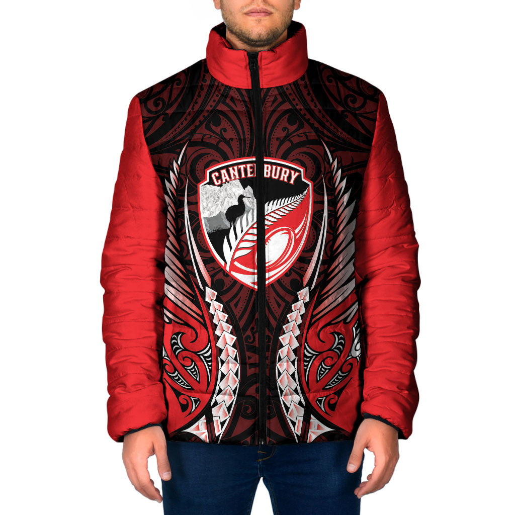 Canterbury 2026 Rugby Custom Padded Jacket NZ Maori Silver Fern LT14 Men Red - Polynesian Pride