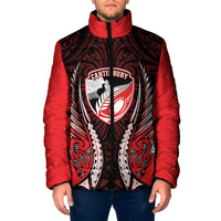 Canterbury 2026 Rugby Custom Padded Jacket NZ Maori Silver Fern LT14 Men Red - Polynesian Pride