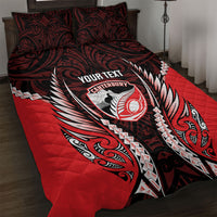 Canterbury 2026 Rugby Custom Quilt Bed Set NZ Maori Silver Fern LT14 Red - Polynesian Pride