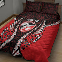 Canterbury 2026 Rugby Custom Quilt Bed Set NZ Maori Silver Fern LT14 - Polynesian Pride