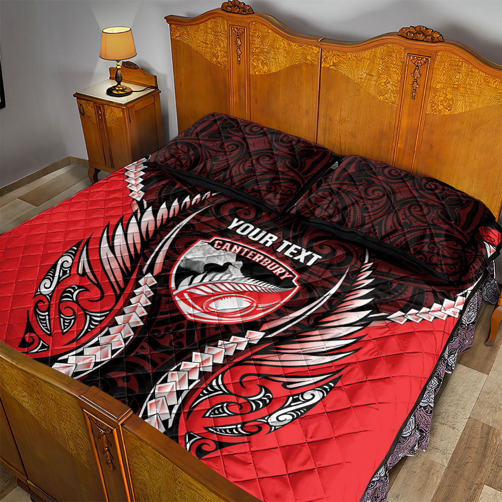 Canterbury 2026 Rugby Custom Quilt Bed Set NZ Maori Silver Fern LT14 - Polynesian Pride