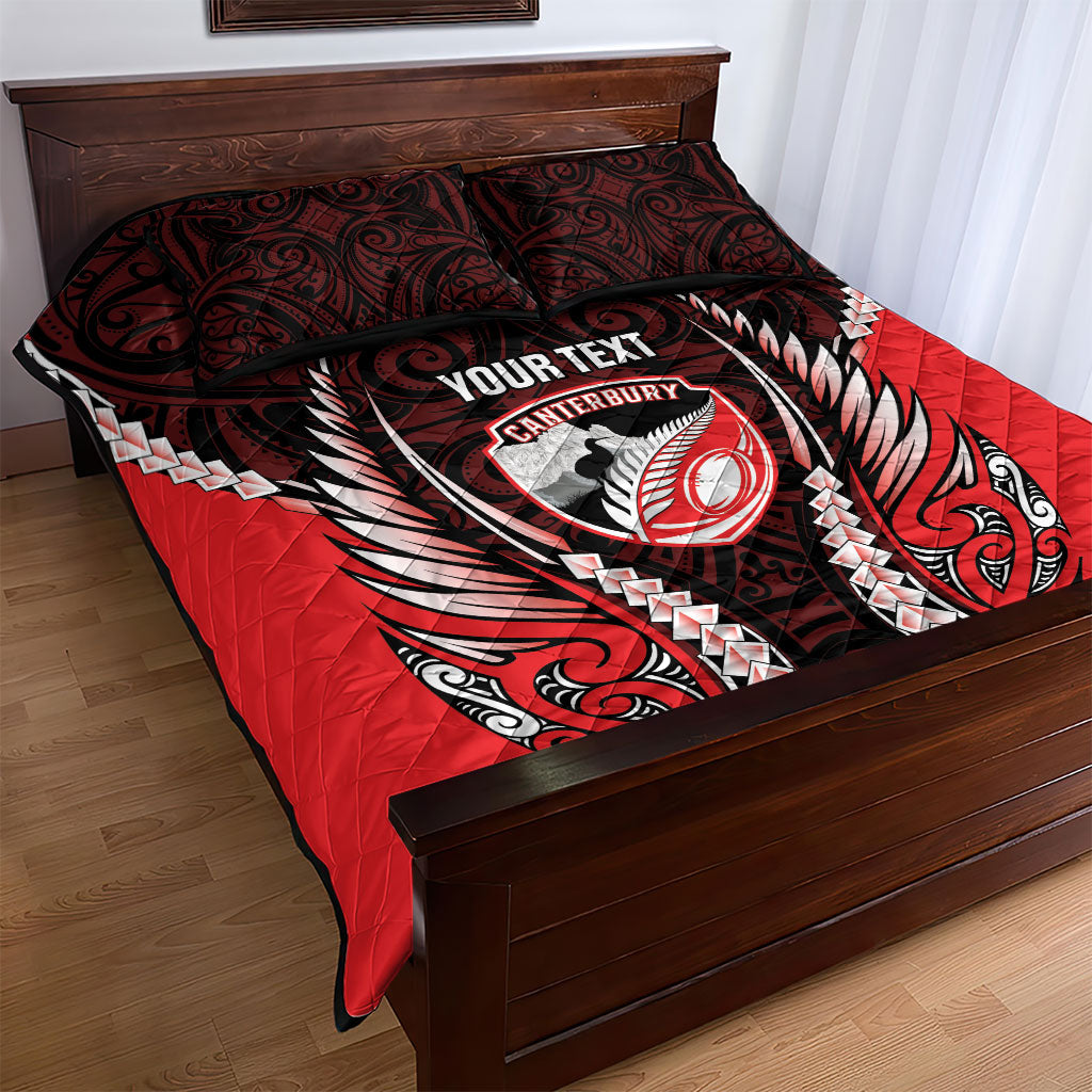 Canterbury 2026 Rugby Custom Quilt Bed Set NZ Maori Silver Fern LT14 - Polynesian Pride