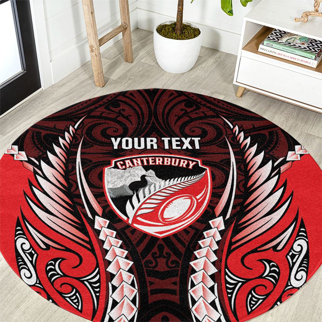 Canterbury 2026 Rugby Custom Round Carpet NZ Maori Silver Fern LT14 Red - Polynesian Pride