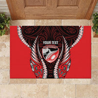 Canterbury 2026 Rugby Custom Rubber Doormat NZ Maori Silver Fern LT14 Red - Polynesian Pride