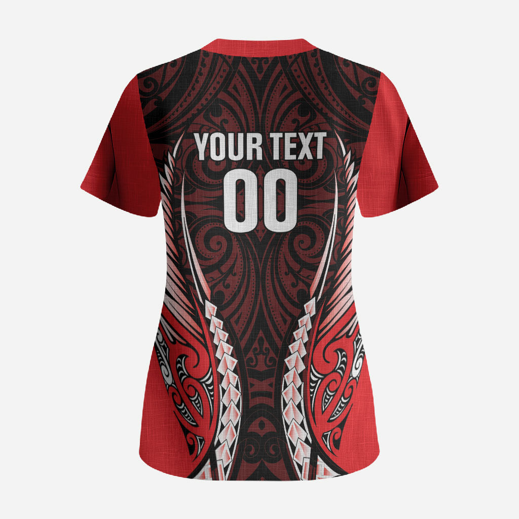 Canterbury 2026 Rugby Custom Scrub Top NZ Maori Silver Fern LT14 - Polynesian Pride