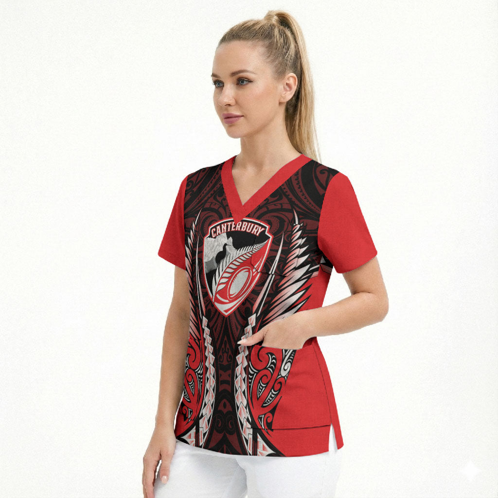 Canterbury 2026 Rugby Custom Scrub Top NZ Maori Silver Fern LT14 - Polynesian Pride