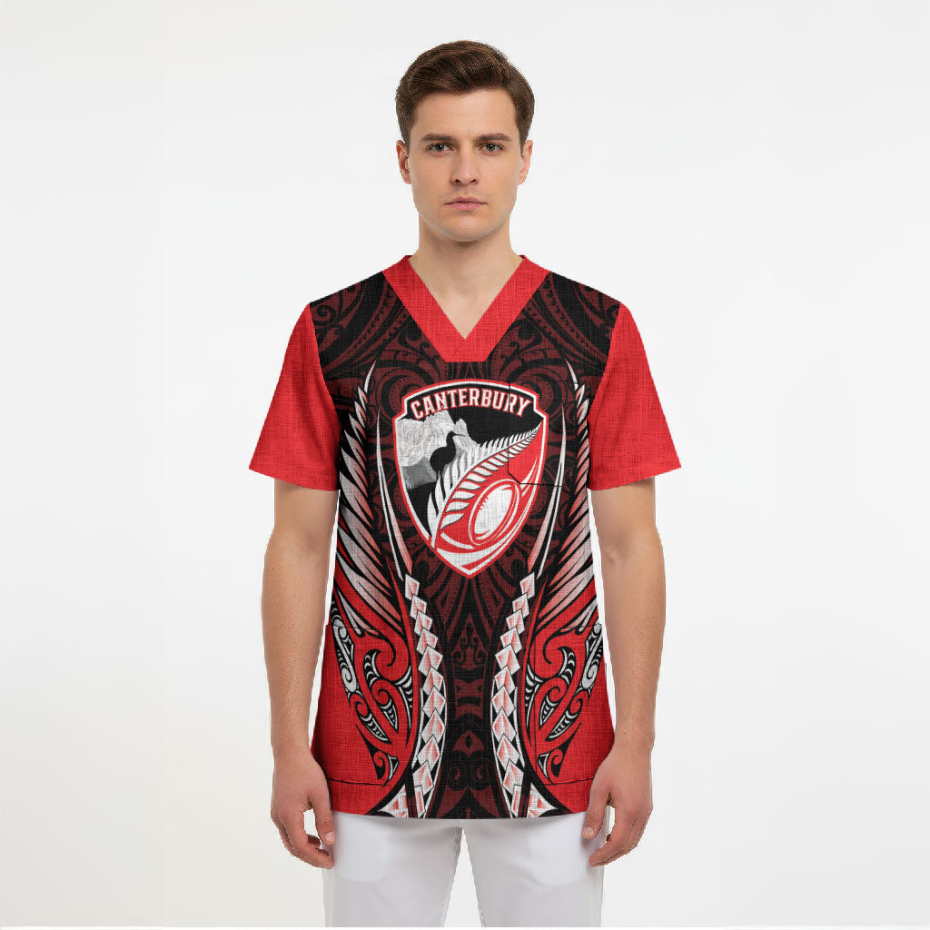 Canterbury 2026 Rugby Custom Scrub Top NZ Maori Silver Fern LT14 - Polynesian Pride