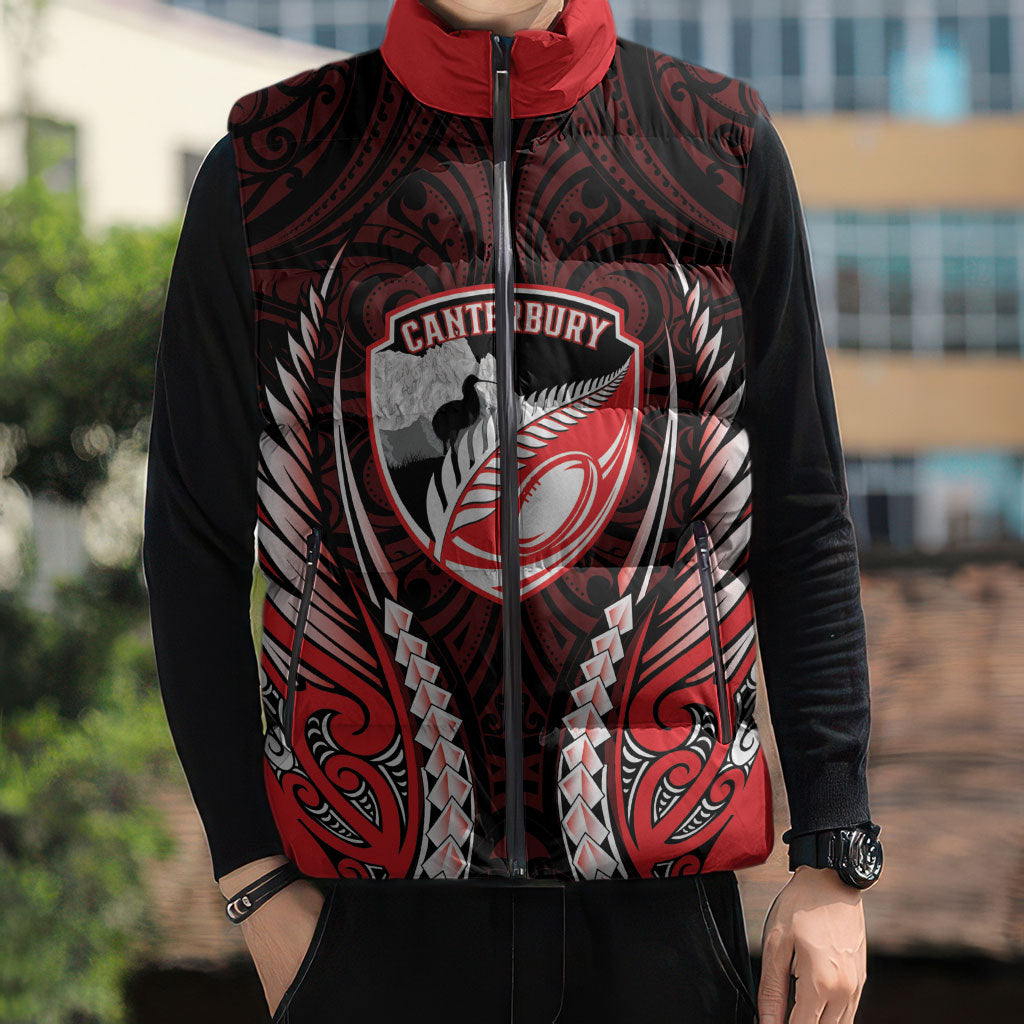 Canterbury 2026 Rugby Custom Sleeveless Puffer Jacket NZ Maori Silver Fern LT14 - Polynesian Pride