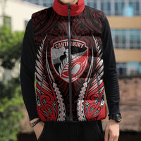 Canterbury 2026 Rugby Custom Sleeveless Puffer Jacket NZ Maori Silver Fern LT14 - Polynesian Pride