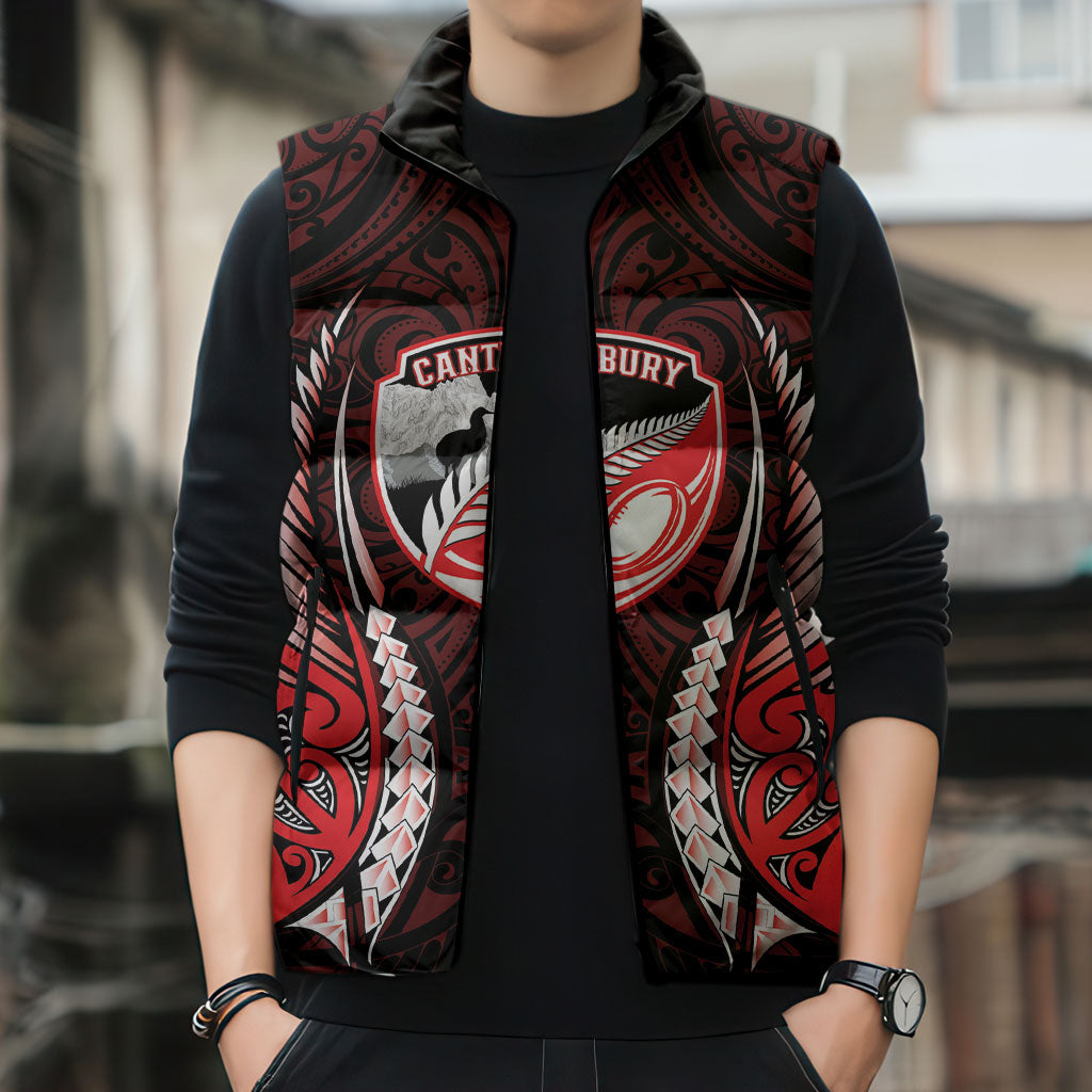Canterbury 2026 Rugby Custom Sleeveless Puffer Jacket NZ Maori Silver Fern LT14 - Polynesian Pride