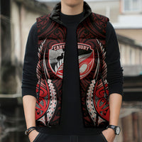 Canterbury 2026 Rugby Custom Sleeveless Puffer Jacket NZ Maori Silver Fern LT14 - Polynesian Pride