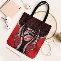 Canterbury 2026 Rugby Custom Tote Bag NZ Maori Silver Fern LT14 Black Strap One Size Red - Polynesian Pride