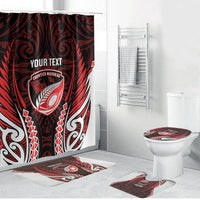 Counties Manukau 2026 Rugby Custom Bathroom Set NZ Maori Silver Fern LT14 Bathroom Set (4 pcs) Red - Polynesian Pride