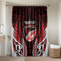 Counties Manukau 2026 Rugby Custom Bathroom Set NZ Maori Silver Fern LT14 Shower Curtain Only Red - Polynesian Pride
