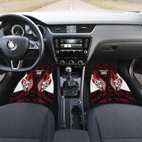 Counties Manukau 2026 Rugby Custom Car Mats NZ Maori Silver Fern LT14 Set 2pcs - Front Red - Polynesian Pride