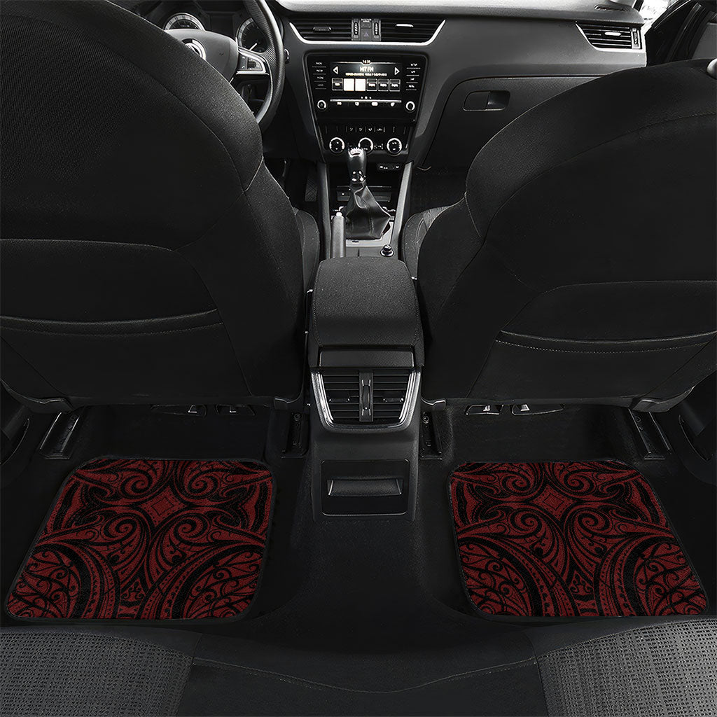 Counties Manukau 2026 Rugby Custom Car Mats NZ Maori Silver Fern LT14 Set 2pcs - Back Red - Polynesian Pride