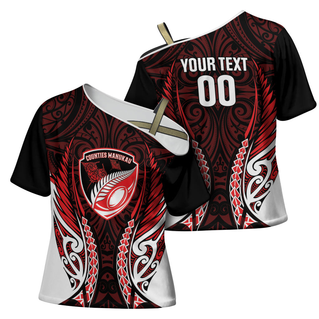 Counties Manukau 2026 Rugby Custom Cross Shoulder Shirt NZ Maori Silver Fern LT14 - Polynesian Pride