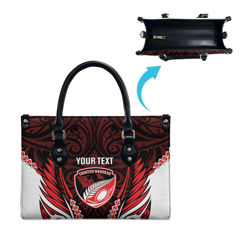 Counties Manukau 2026 Rugby Custom Leather Bag NZ Maori Silver Fern LT14 - Polynesian Pride