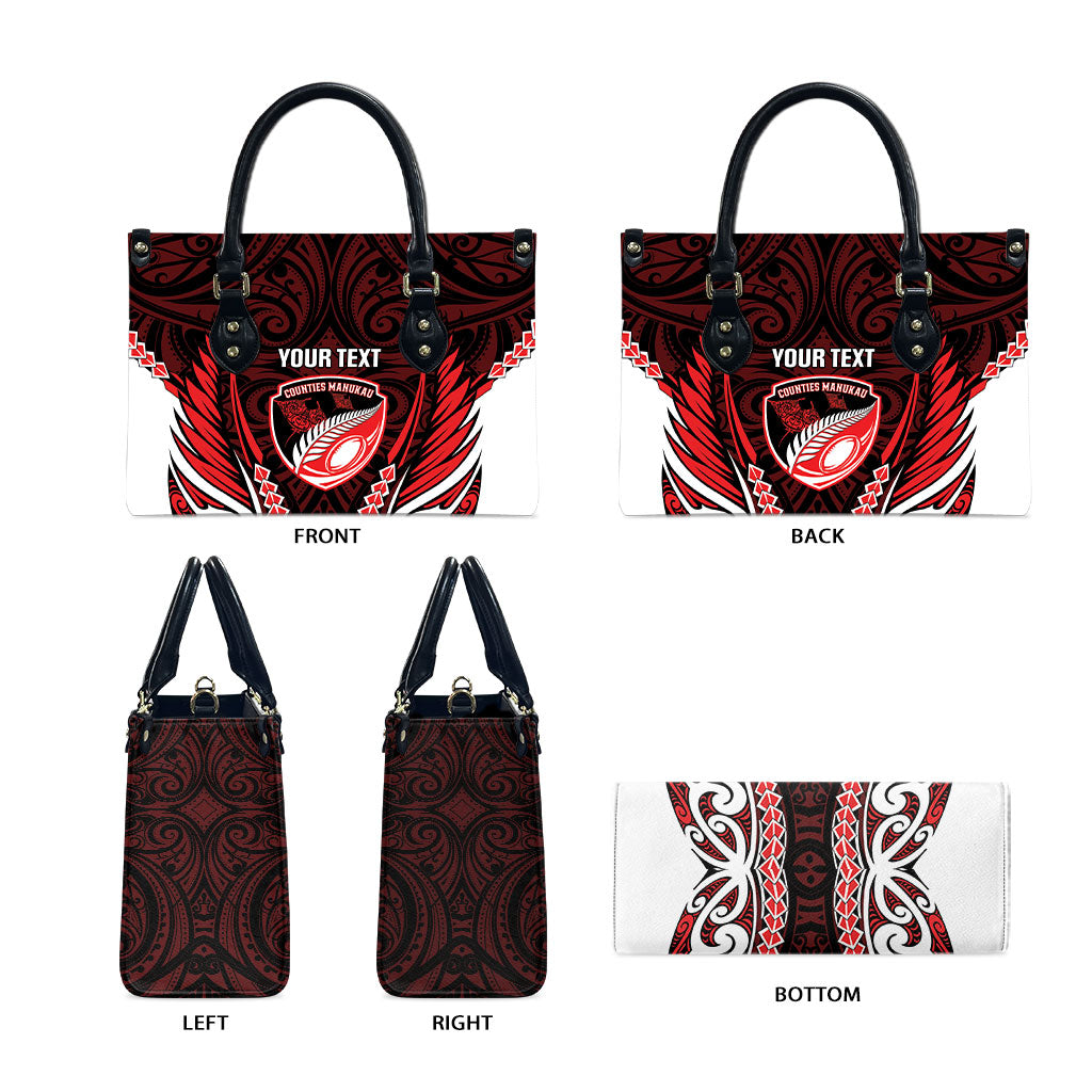 Counties Manukau 2026 Rugby Custom Leather Bag NZ Maori Silver Fern LT14 - Polynesian Pride