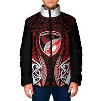 Counties Manukau 2026 Rugby Custom Padded Jacket NZ Maori Silver Fern LT14 Men Red - Polynesian Pride