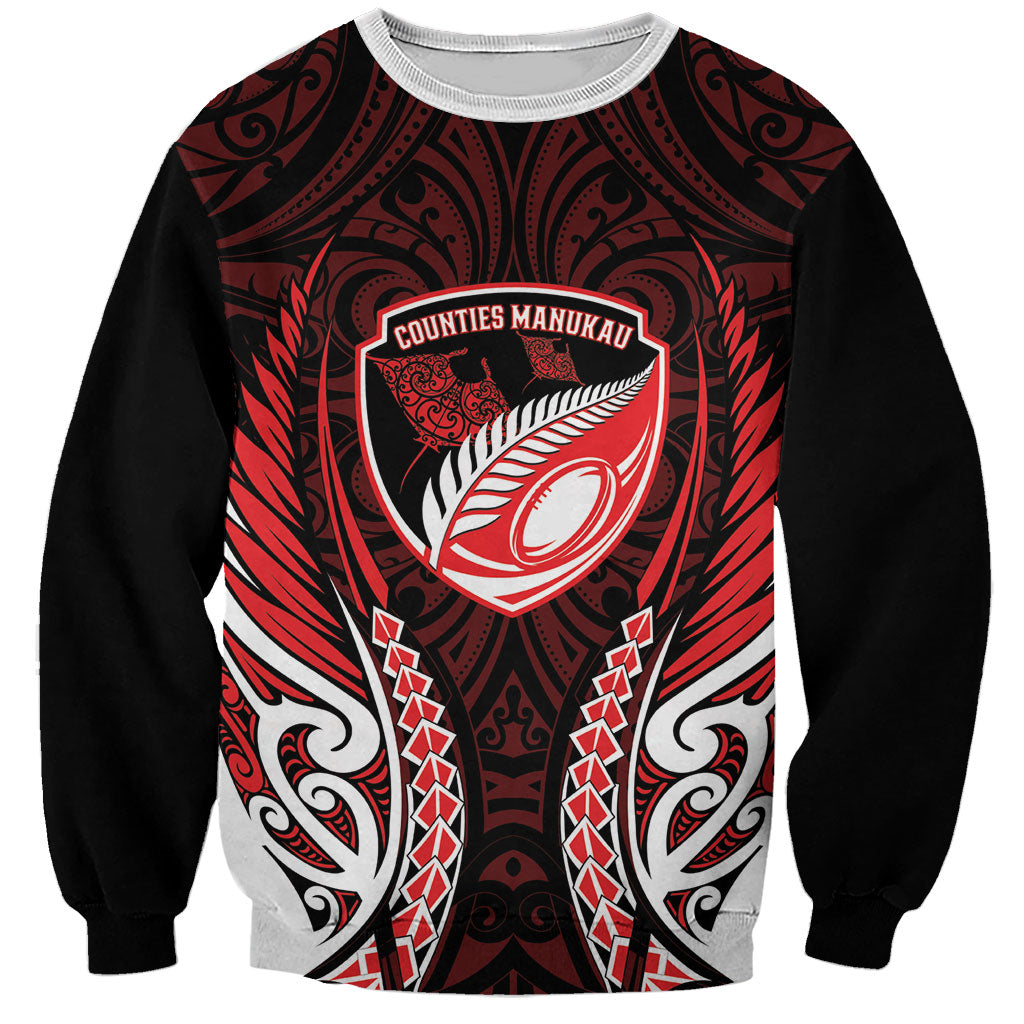 Counties Manukau 2026 Rugby Custom Sweatshirt NZ Maori Silver Fern LT14 Unisex Red - Polynesian Pride