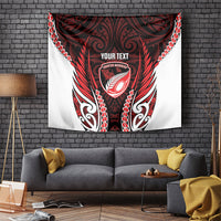 Counties Manukau 2026 Rugby Custom Tapestry NZ Maori Silver Fern LT14 Red - Polynesian Pride