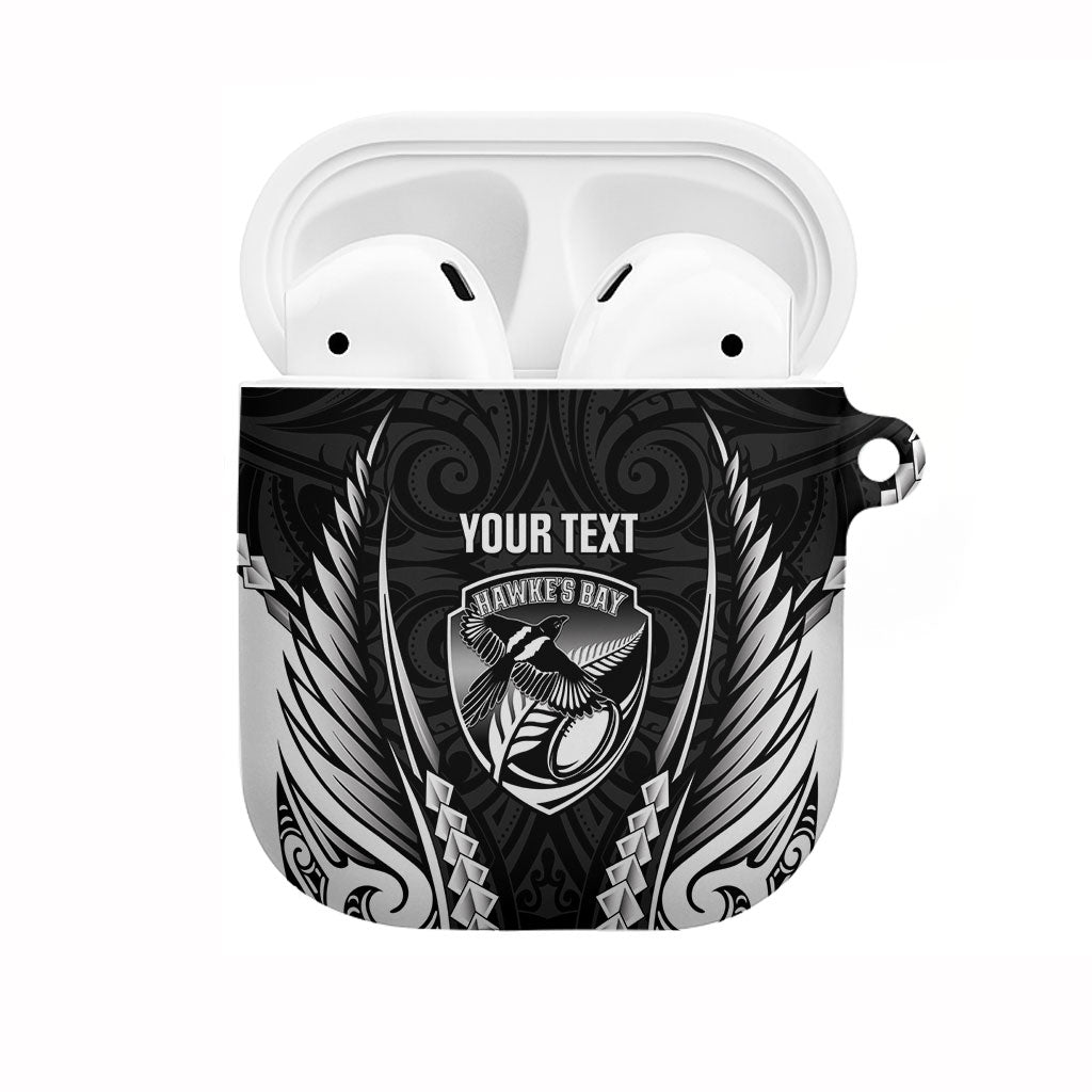Hawke's Bay 2026 Rugby Custom AirPods Case NZ Maori Silver Fern LT14 Black - Polynesian Pride