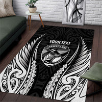 Hawke's Bay 2026 Rugby Custom Area Rug NZ Maori Silver Fern LT14 Black - Polynesian Pride