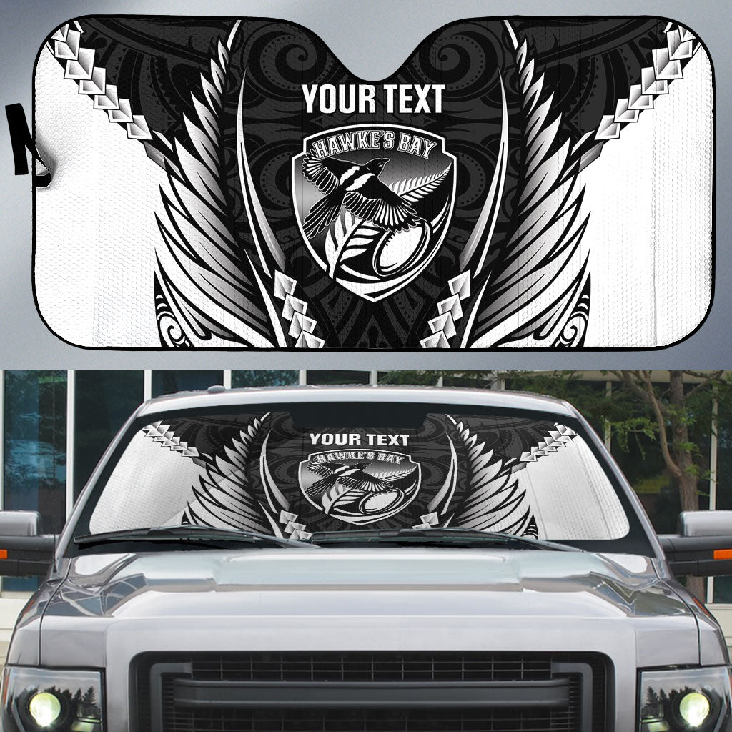 Hawke's Bay 2026 Rugby Custom Auto Sun Shade NZ Maori Silver Fern LT14 Black - Polynesian Pride