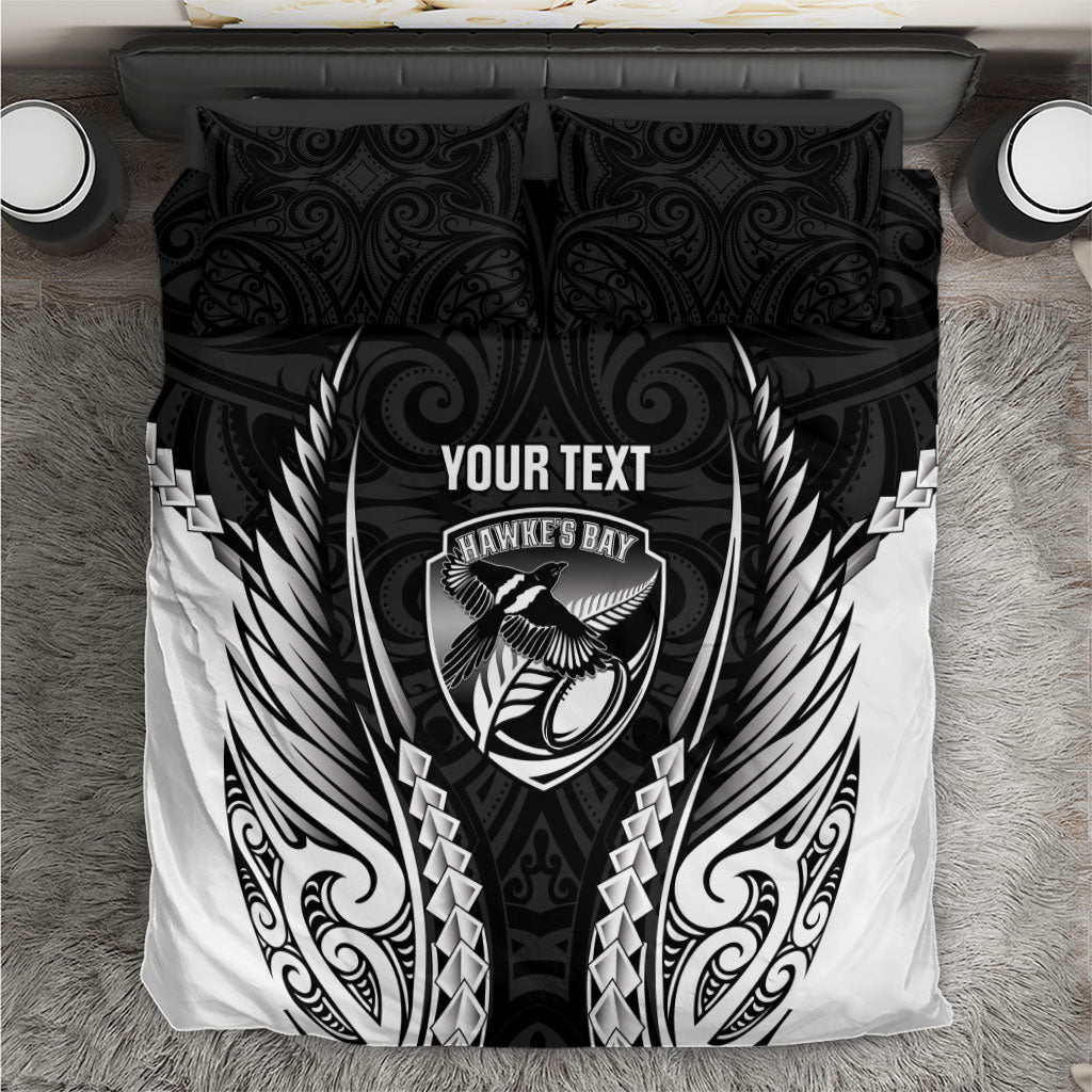 Hawke's Bay 2026 Rugby Custom Bedding Set NZ Maori Silver Fern LT14 Black - Polynesian Pride