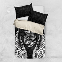 Hawke's Bay 2026 Rugby Custom Bedding Set NZ Maori Silver Fern LT14 US Twin 172cm x 218cm Black - Polynesian Pride