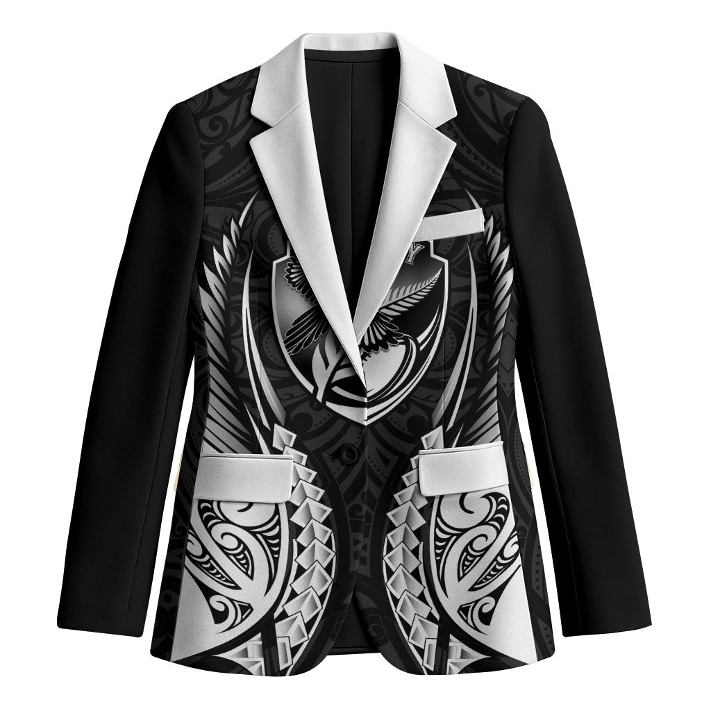 Hawke's Bay 2026 Rugby Custom Blazer NZ Maori Silver Fern LT14 Unisex Black - Polynesian Pride