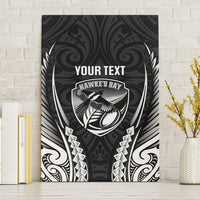 Hawke's Bay 2026 Rugby Custom Canvas Wall Art NZ Maori Silver Fern LT14 Without Frame Black - Polynesian Pride