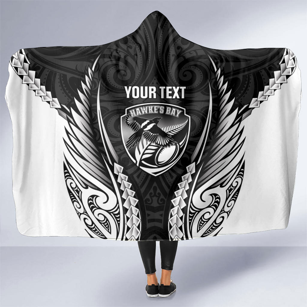 Hawke's Bay 2026 Rugby Custom Hooded Blanket NZ Maori Silver Fern LT14 One Size Black - Polynesian Pride