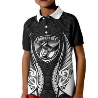 Hawke's Bay 2026 Rugby Custom Kid Polo Shirt NZ Maori Silver Fern LT14 Kid Black - Polynesian Pride