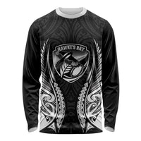 Hawke's Bay 2026 Rugby Custom Long Sleeve Shirt NZ Maori Silver Fern LT14 Unisex Black - Polynesian Pride