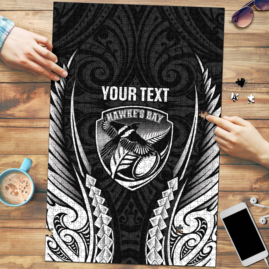 Hawke's Bay 2026 Rugby Custom Puzzle NZ Maori Silver Fern LT14 Black - Polynesian Pride