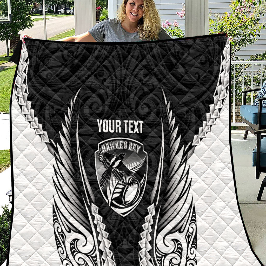Hawke's Bay 2026 Rugby Custom Quilt NZ Maori Silver Fern LT14 Black - Polynesian Pride