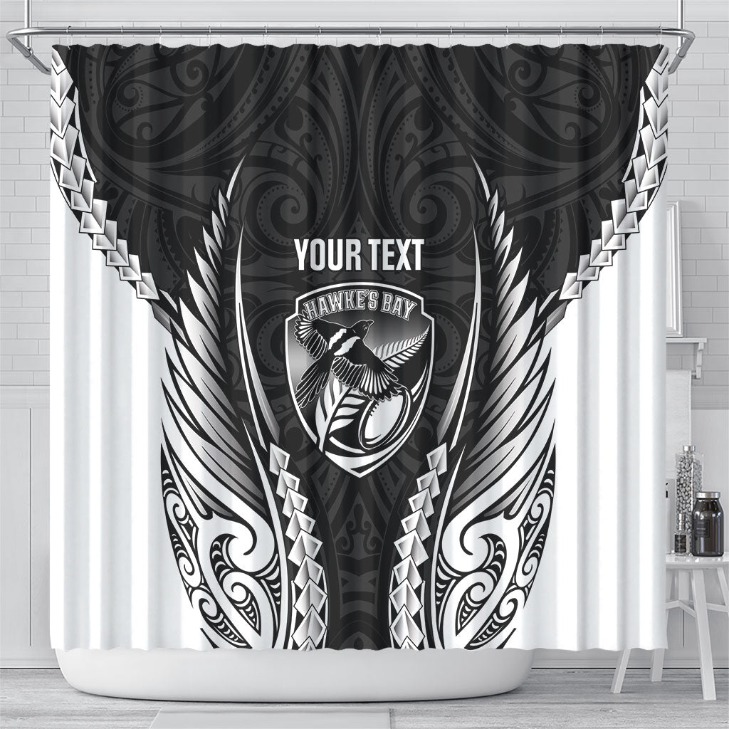Hawke's Bay 2026 Rugby Custom Shower Curtain NZ Maori Silver Fern LT14 - Polynesian Pride