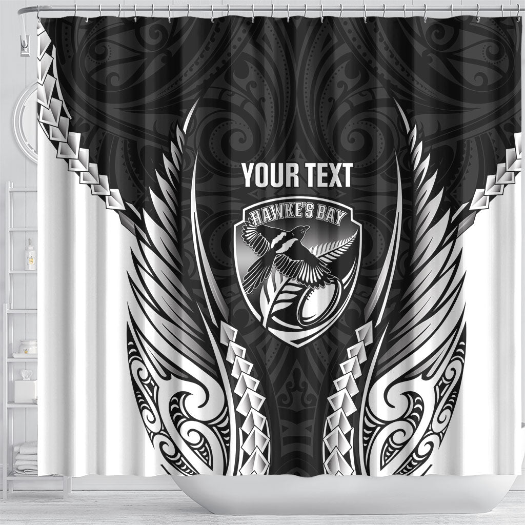Hawke's Bay 2026 Rugby Custom Shower Curtain NZ Maori Silver Fern LT14 - Polynesian Pride