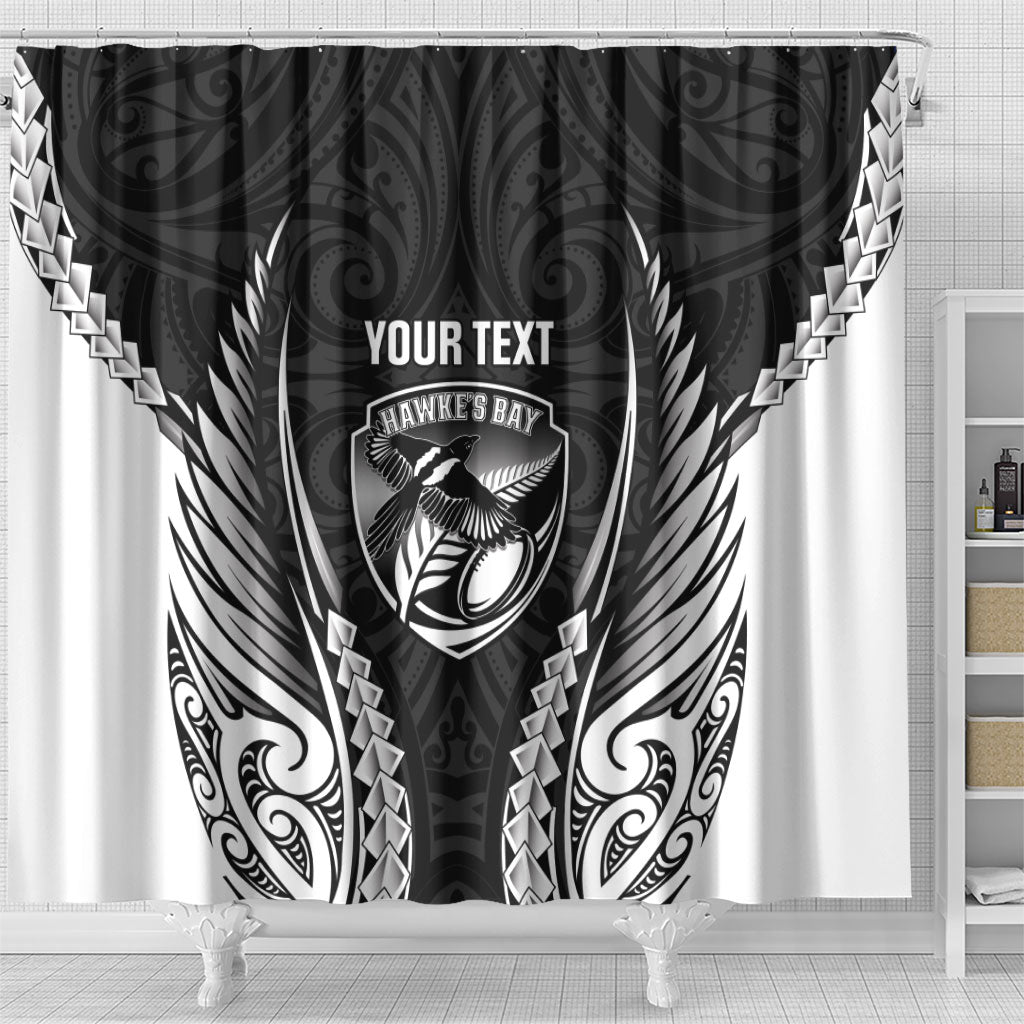 Hawke's Bay 2026 Rugby Custom Shower Curtain NZ Maori Silver Fern LT14 - Polynesian Pride
