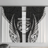 Hawke's Bay 2026 Rugby Custom Window Curtain NZ Maori Silver Fern LT14 With Hooks Black - Polynesian Pride